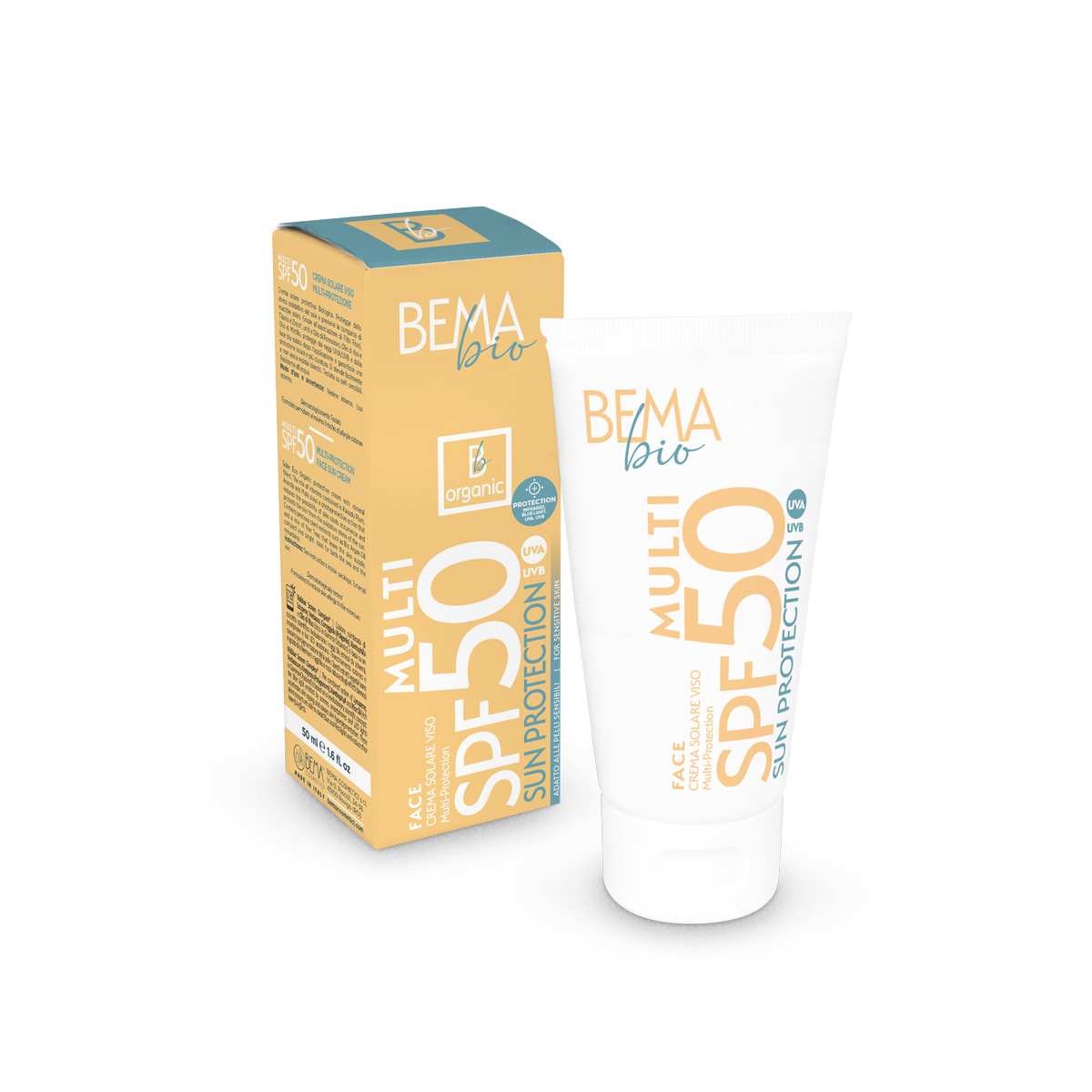 Prirodna zaštitna krema za sunčanje za lice SPF 50 | Bema | 50ml
